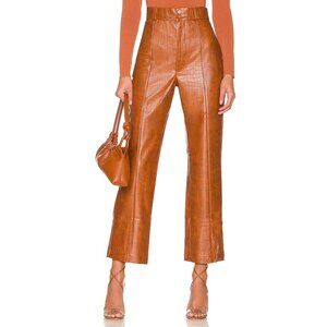 Bardot Croc Faux Leather Pants in Tan Croc 8 Womens Vegan Trousers